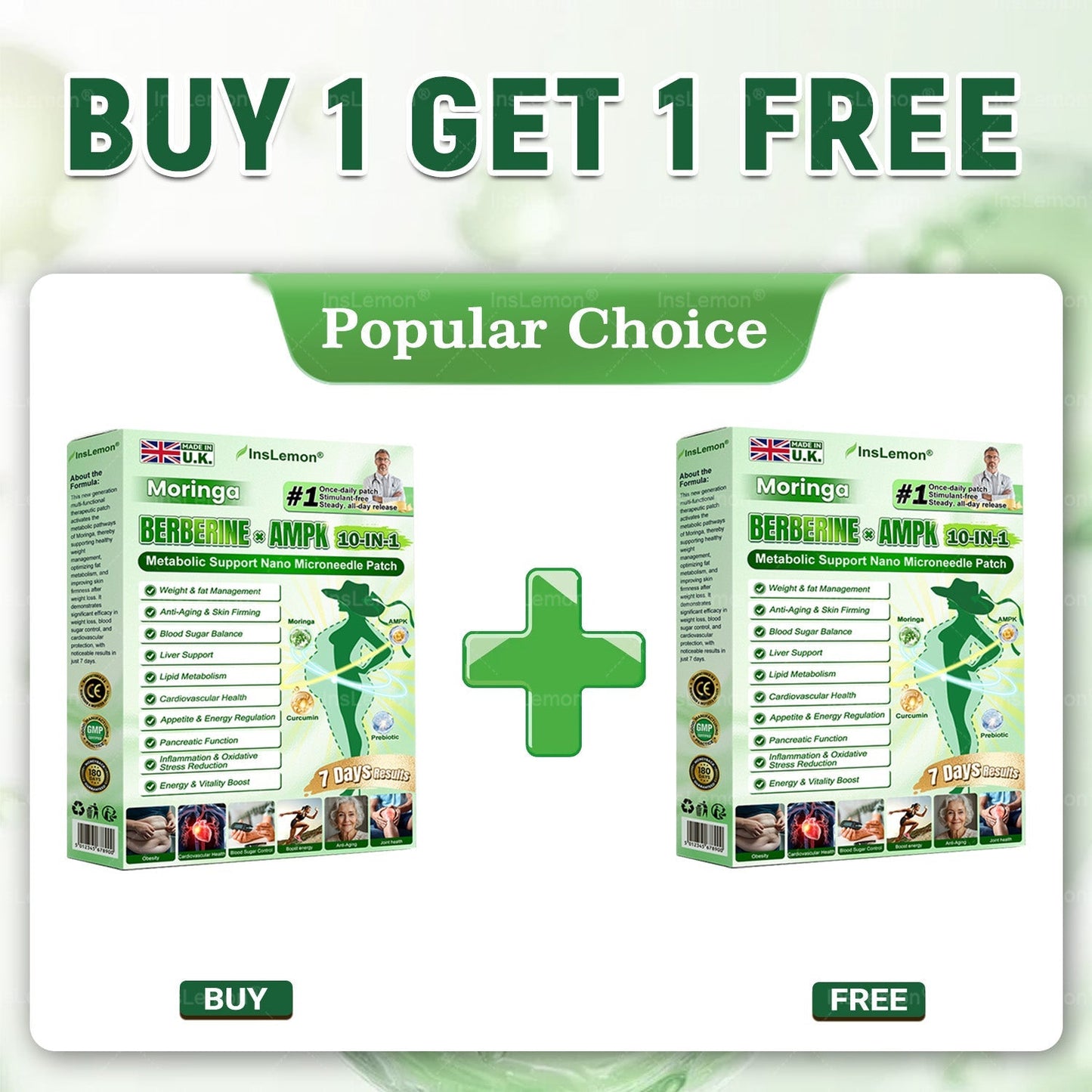𝐈𝐧𝐬𝐋𝐞𝐦𝐨𝐧® 10-in-1 Metabolic Support Nano Patch – Moringa × Berberine × AMPK | Once-a-Day Patch, Visible Results in 7 Days ✅ Supports Weight, Skin, Diabetes, Sleep, Joints & More